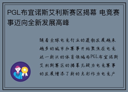 PGL布宜诺斯艾利斯赛区揭幕 电竞赛事迈向全新发展高峰 PGL布宜诺斯艾利斯赛区揭幕 电竞赛事迈向全新发展高峰
